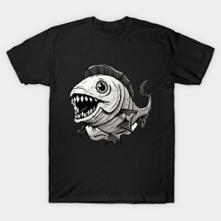 piranha joe Halloween black and white fan art T-Shirt